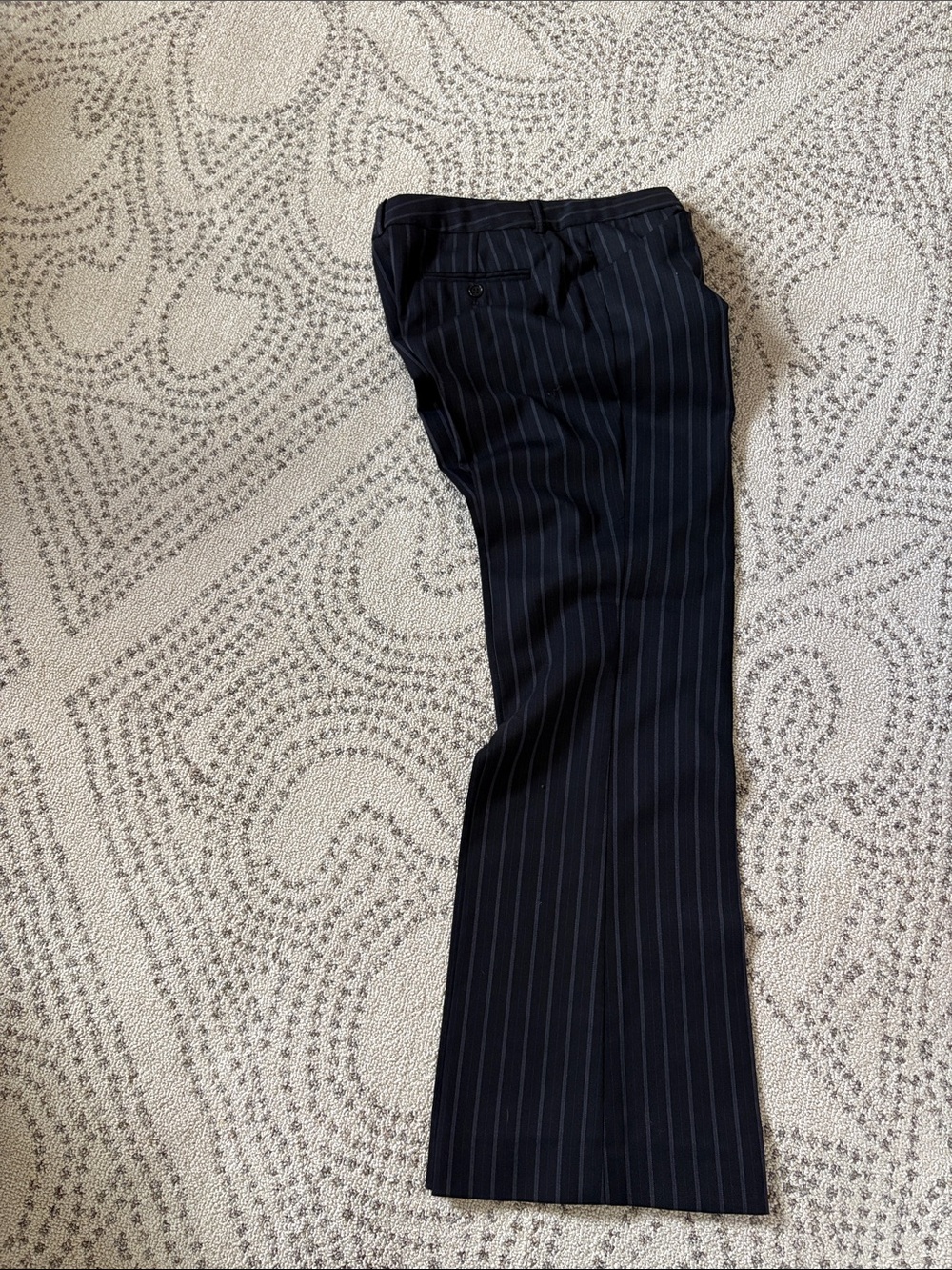 Theory Navy Pinstripe Straight-Leg Pants